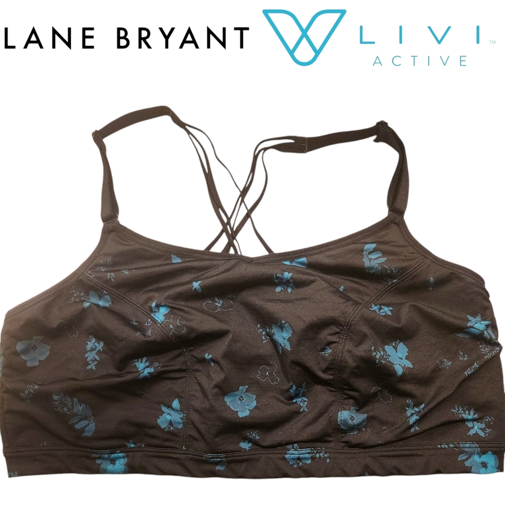 Lane Bryant LIVI Active Low Impact Strappy Back Wireless Sports Bra 22/24 EUC